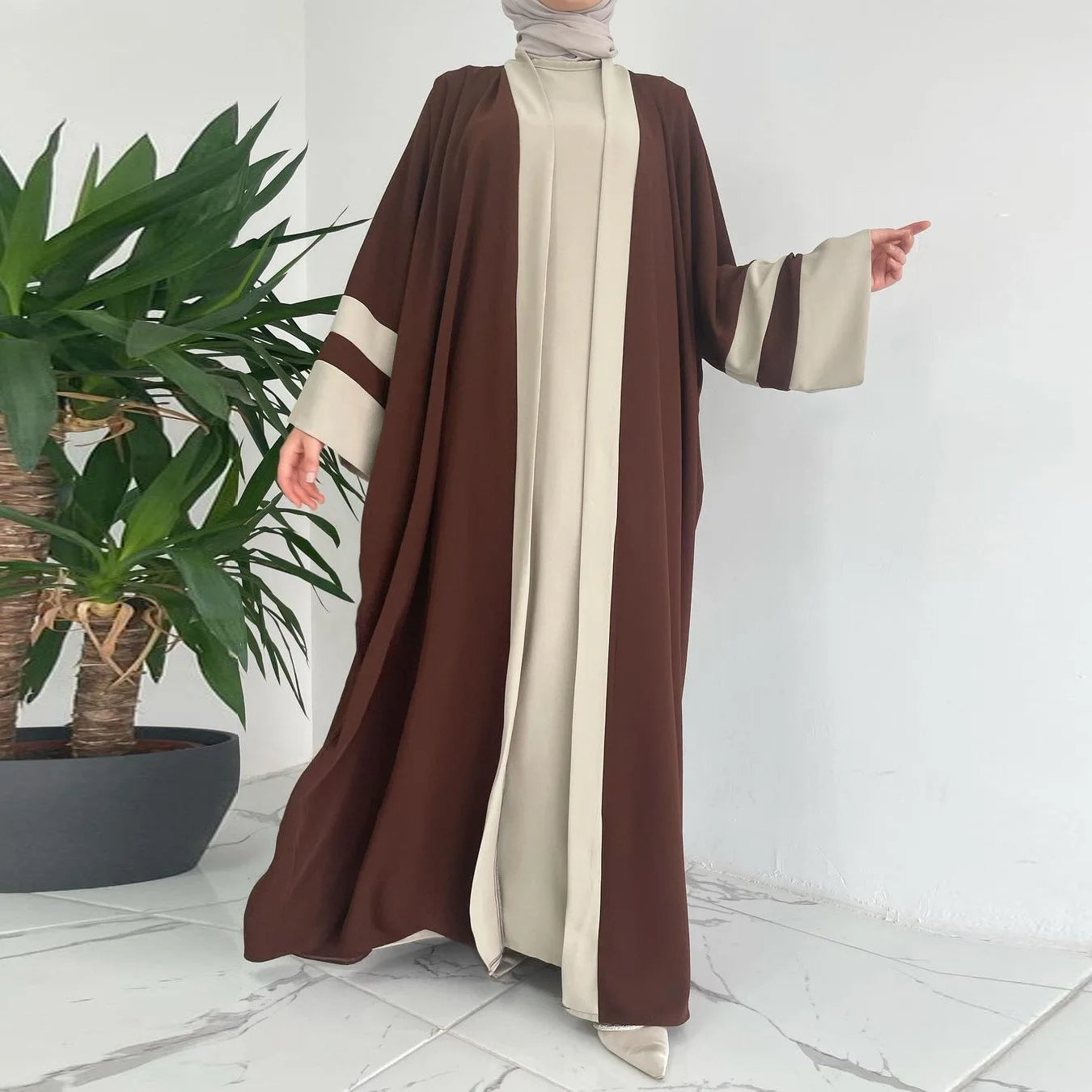 2 Piece Open Abaya Set