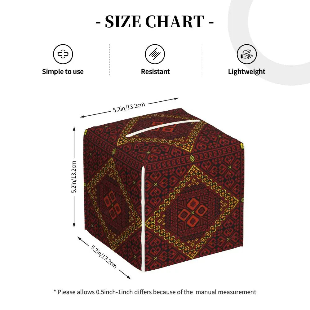 Kufiya Pattern Facial Tissue Box Cover Square Leather Tissue Box Holder for Car