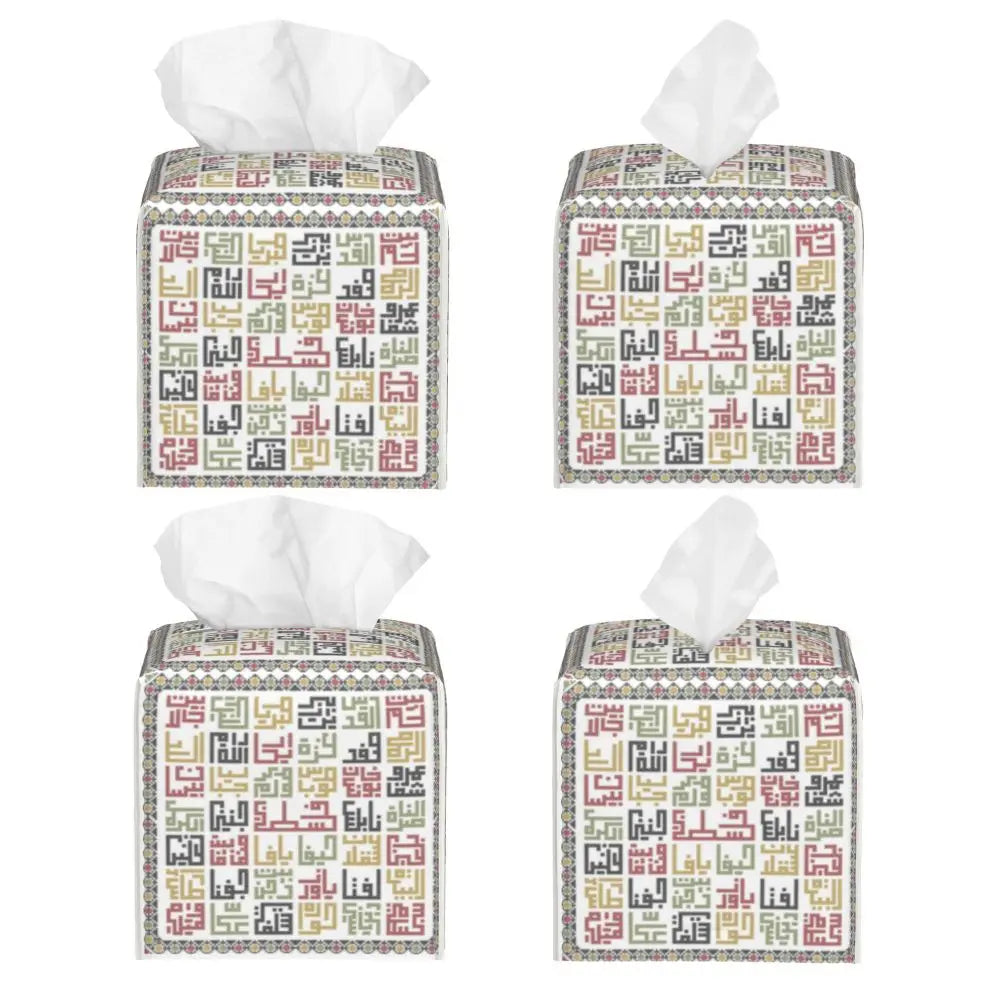 Kufiya Pattern Facial Tissue Box Cover Square Leather Tissue Box Holder for Car