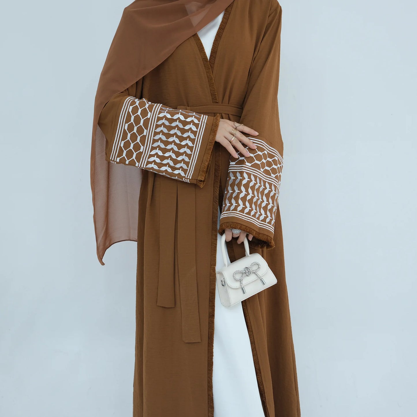 Kufiya Inspired Open Abaya