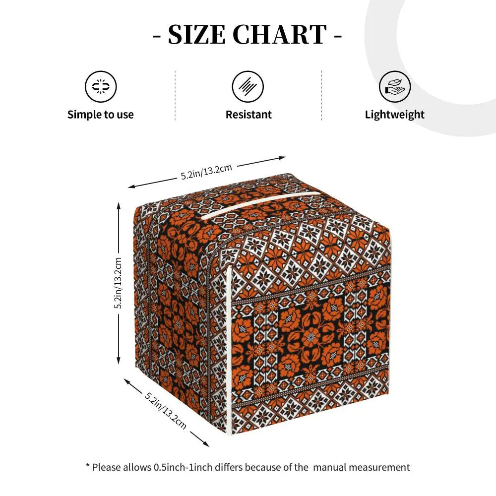 Kufiya Pattern Facial Tissue Box Cover Square Leather Tissue Box Holder for Car