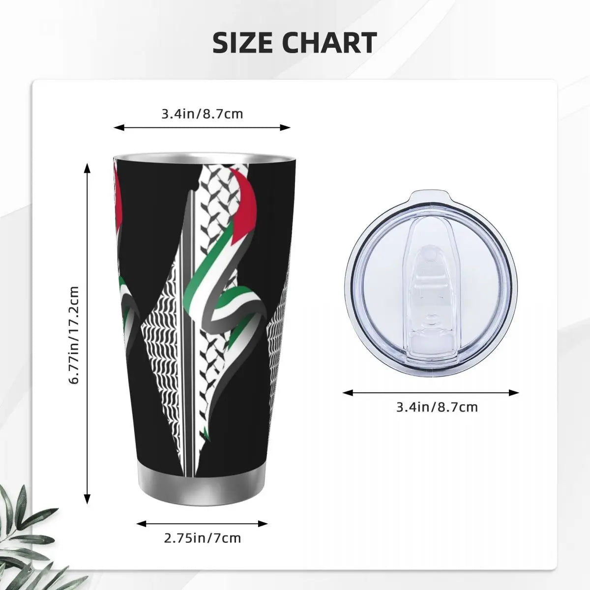 Keffiyeh Pattern Insulated Tumbler – 20oz Vacuum Mug with Straw & Lid, Perfect for Coffee!