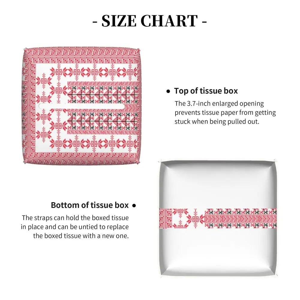 Kufiya Pattern Facial Tissue Box Cover Square Leather Tissue Box Holder for Car