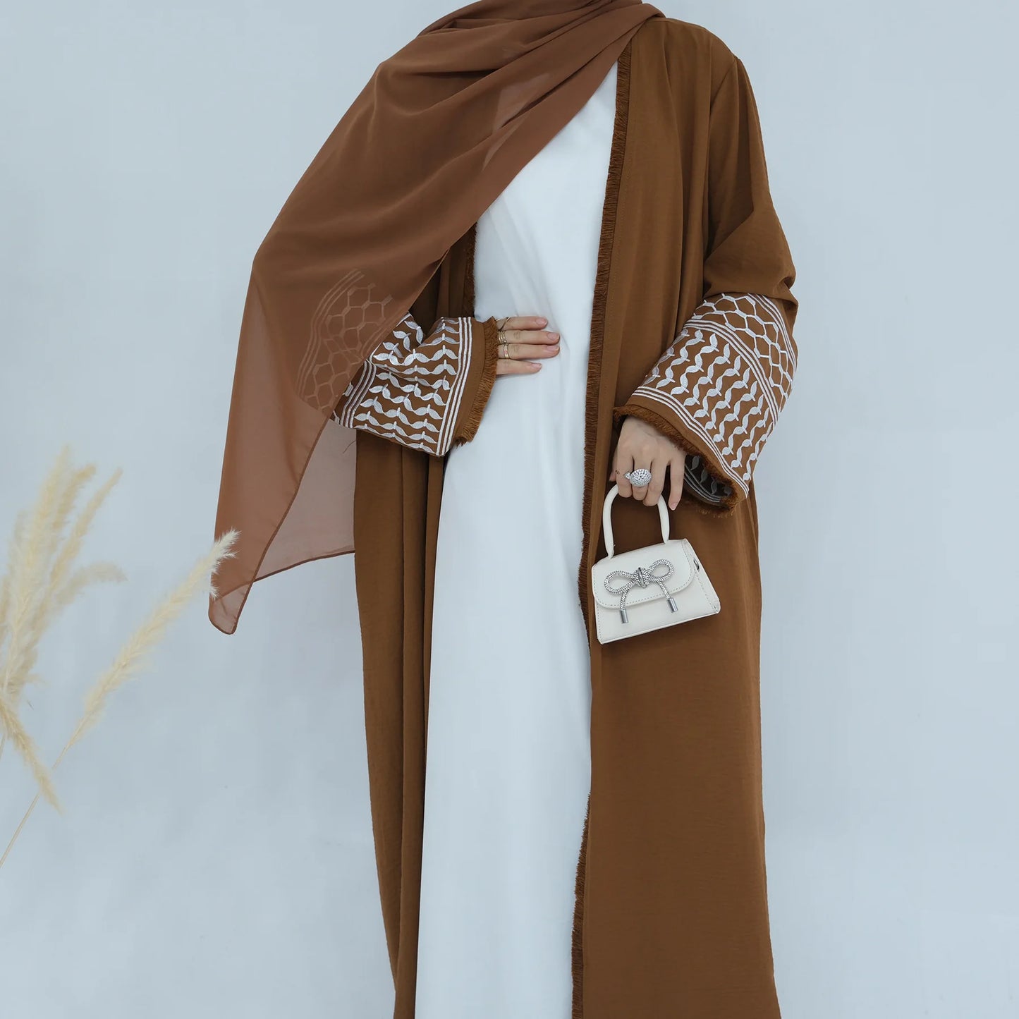 Kufiya Inspired Open Abaya