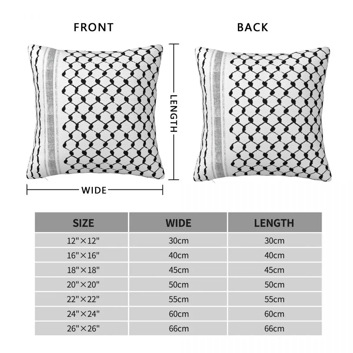 White Kufiya Square Pillowcase