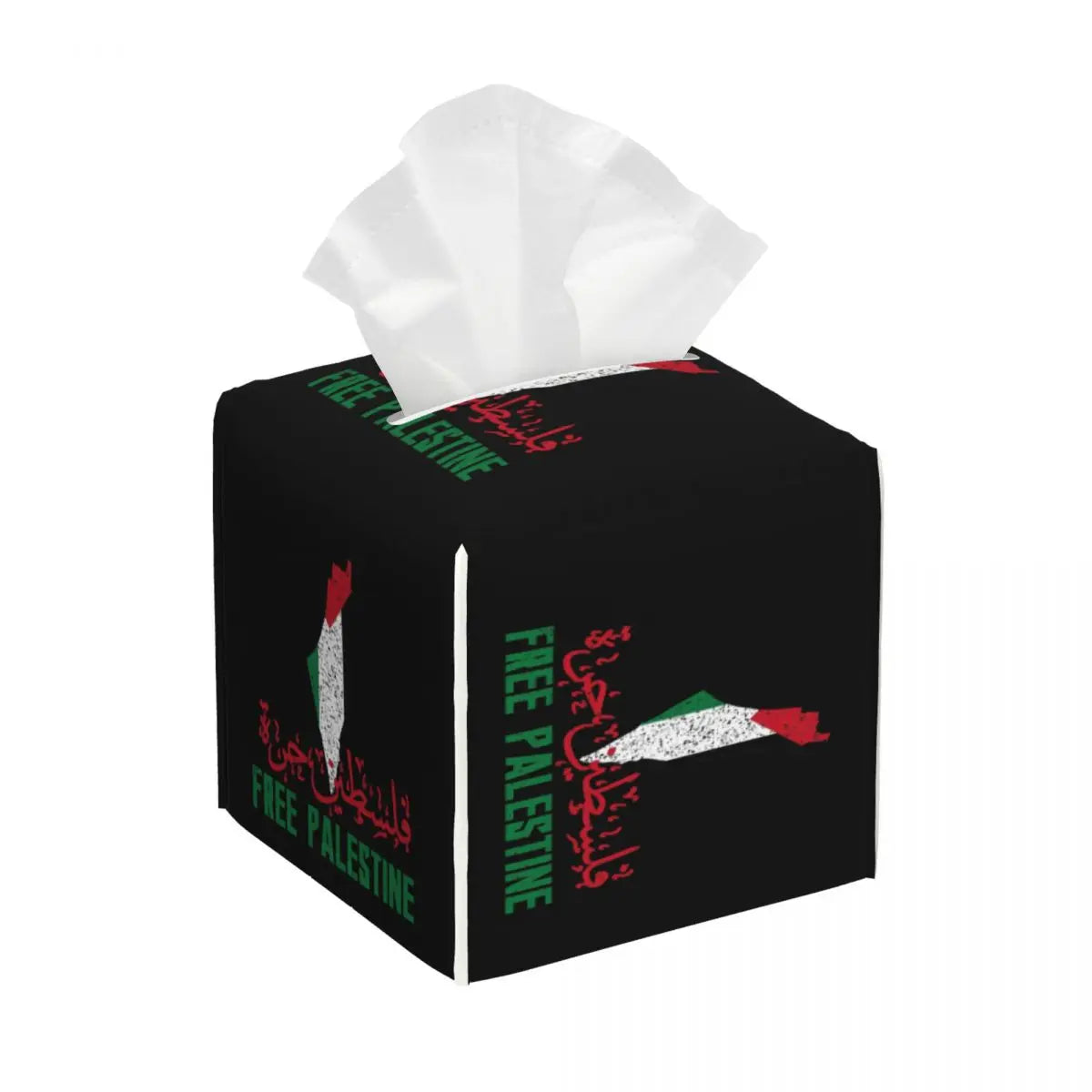 Kufiya Pattern Facial Tissue Box Cover Square Leather Tissue Box Holder for Car