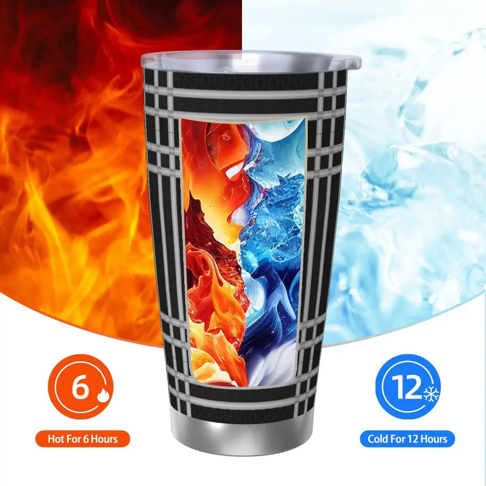 Keffiyeh Kufiya Insulated Tumbler – 20oz Stainless Steel Thermal Mug with Straw!
