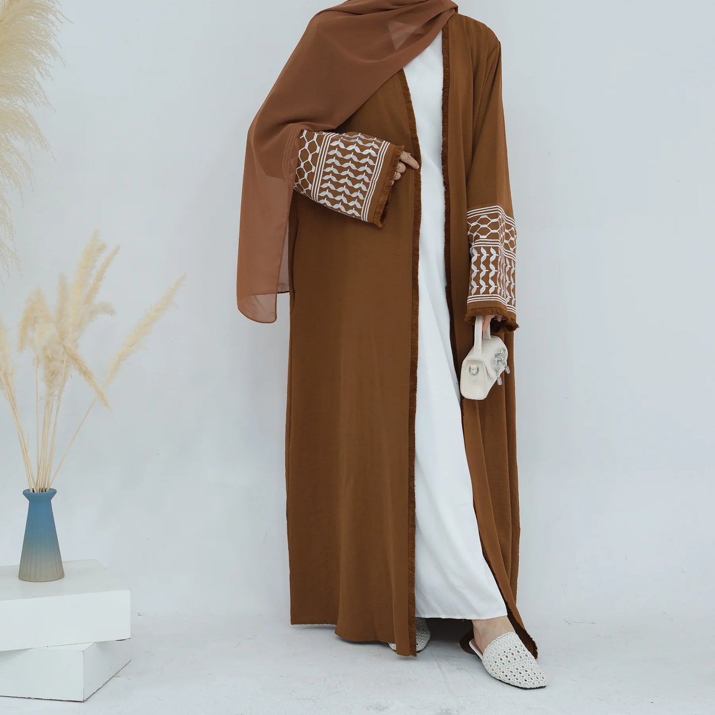 Kufiya Inspired Open Abaya