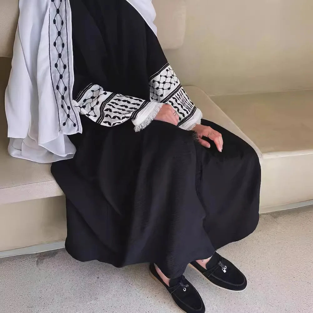 Kufiya Inspired Open Abaya