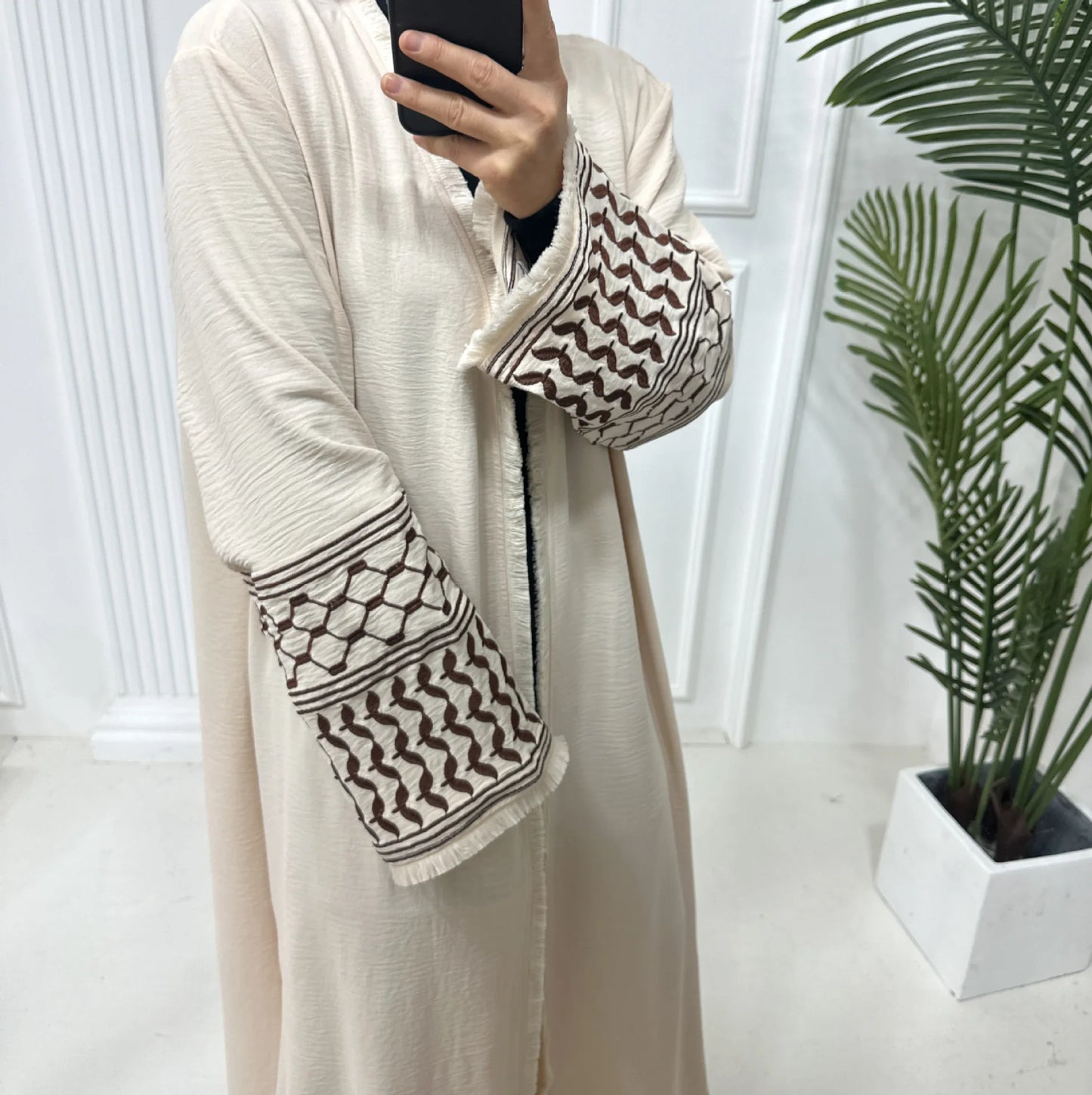 Kufiya Inspired Open Abaya