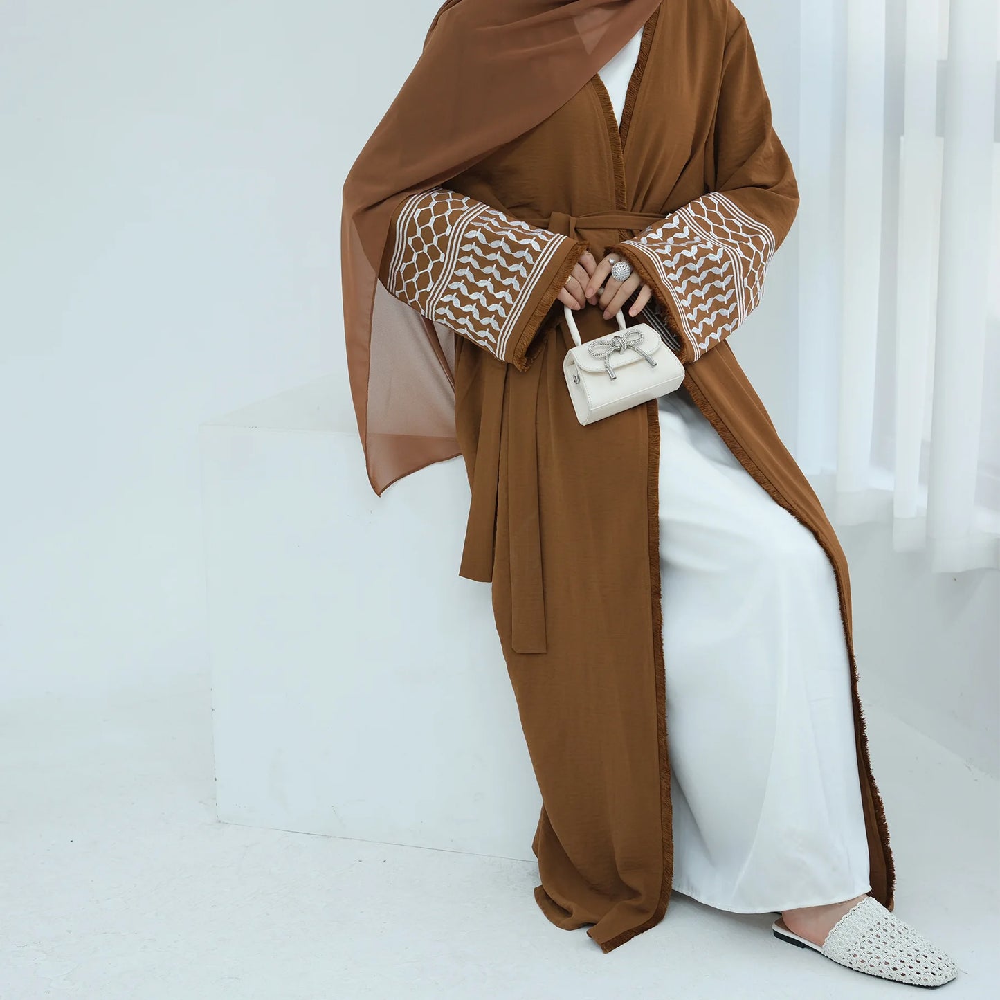 Kufiya Inspired Open Abaya