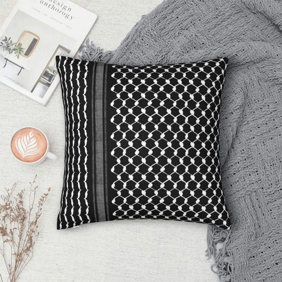 Black Kufiya Square Pillowcase