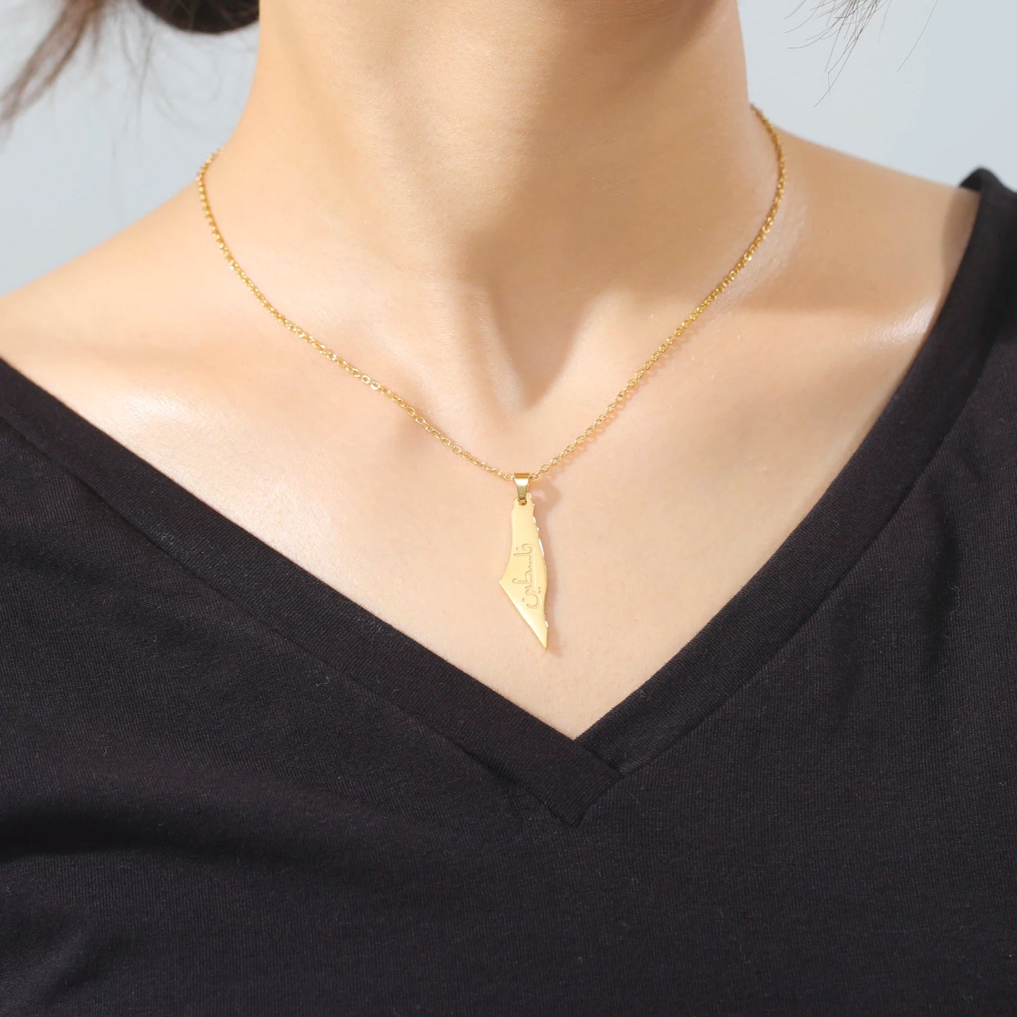 Palestine Map Pendant Necklace