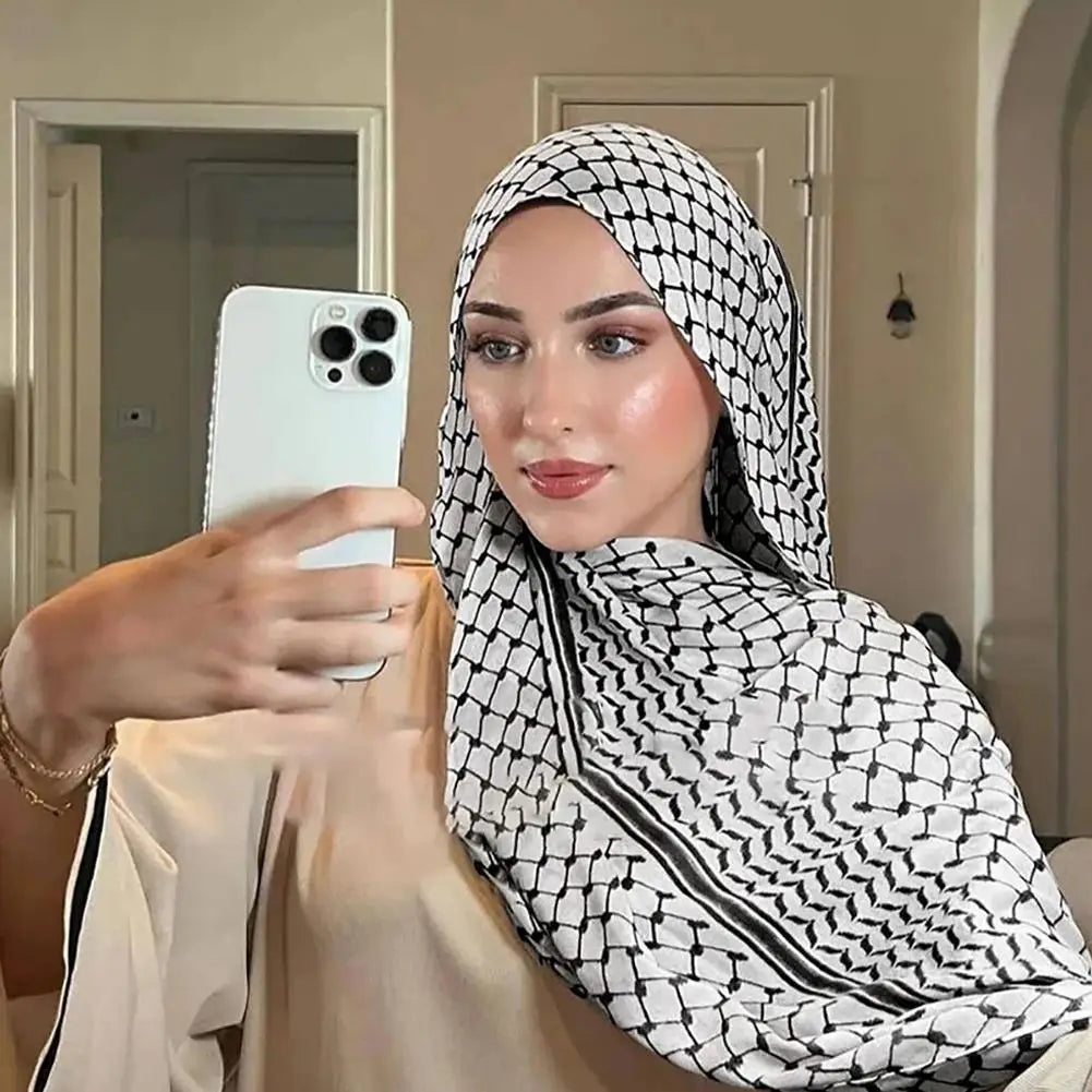 Kuffiyeh Hijab Cotton Scarf Breathable Soft