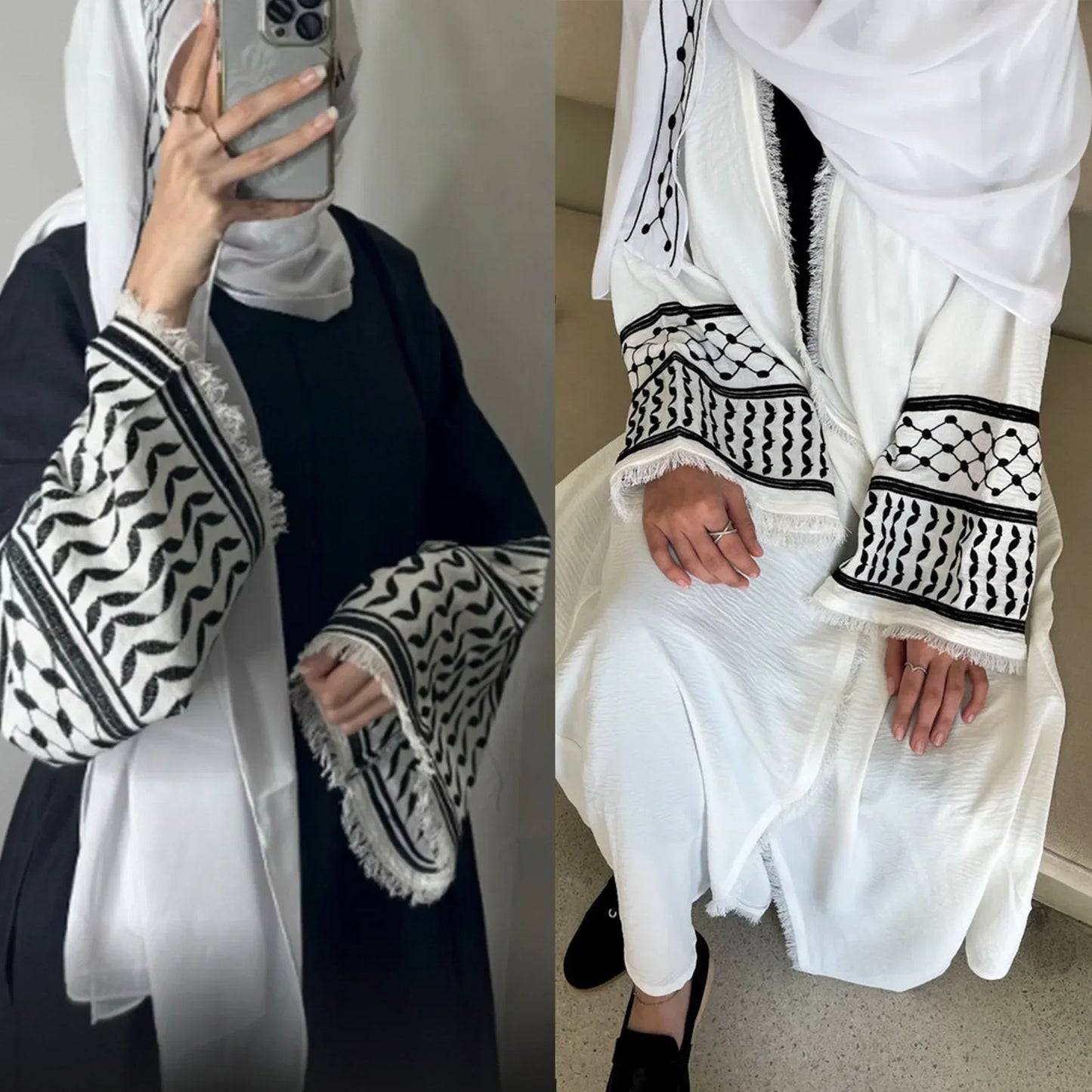 Kufiya Abaya  Luxury Islam Hijab Dress Open Abayas