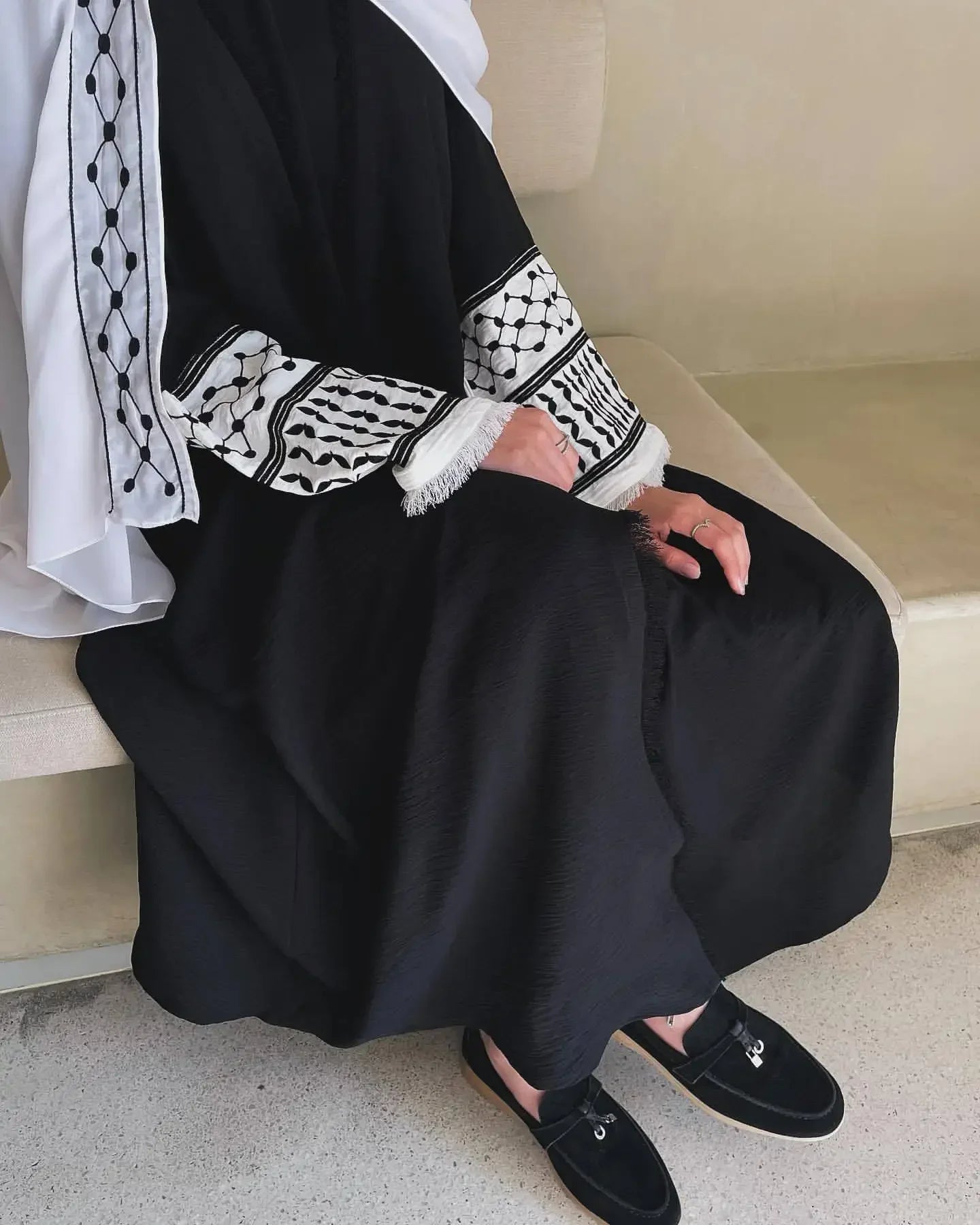 Kufiya Abaya  Luxury Islam Hijab Dress Open Abayas