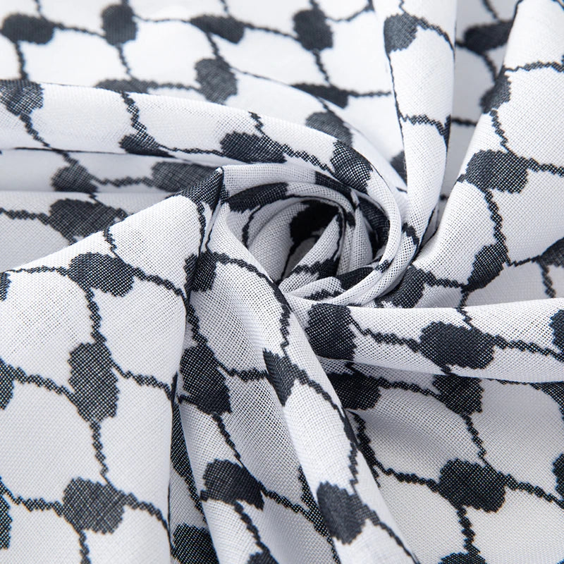 Classic Palestine Black & White Keffiyeh – Square Print Shemagh Scarf for Men & Women