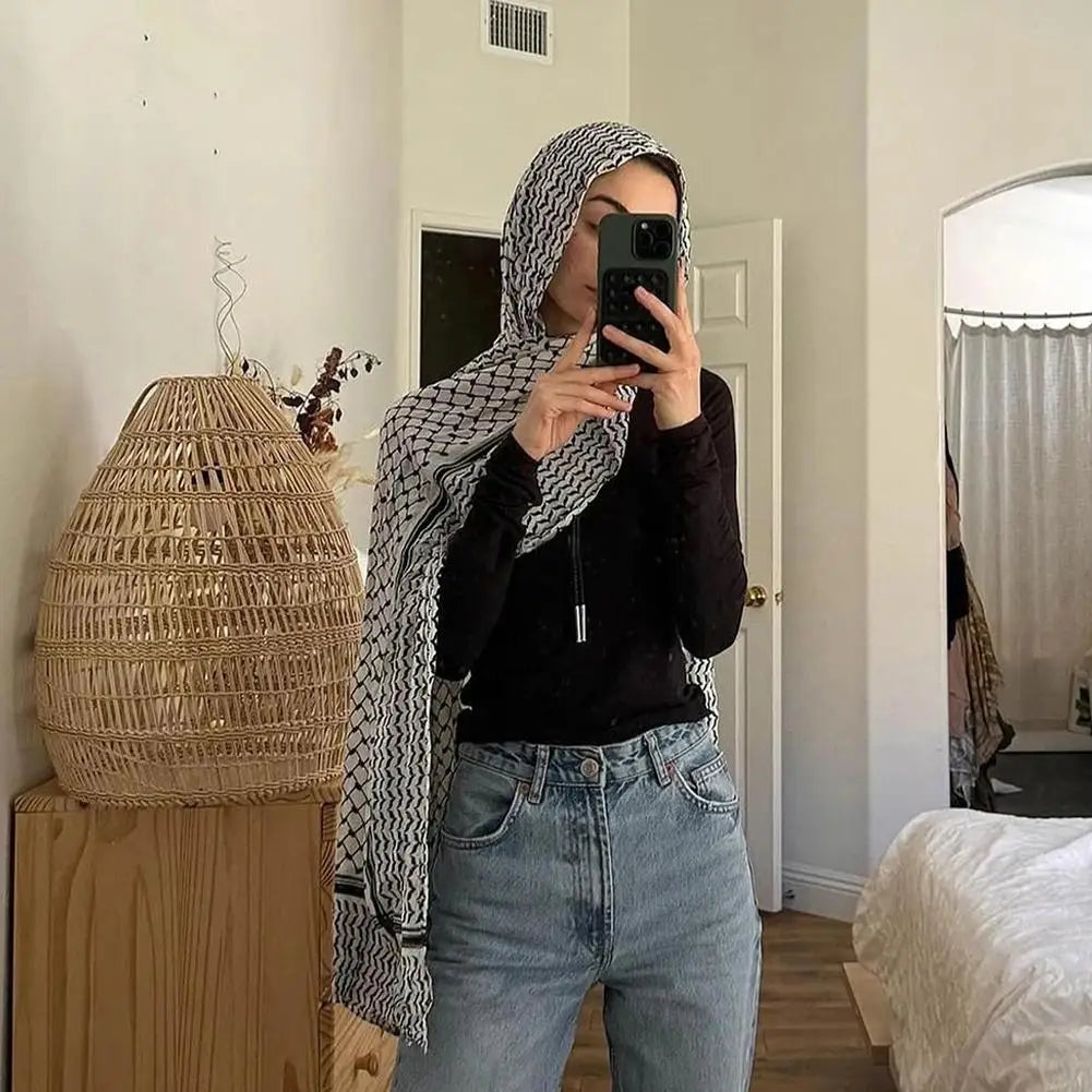 Kuffiyeh Hijab Cotton Scarf Breathable Soft