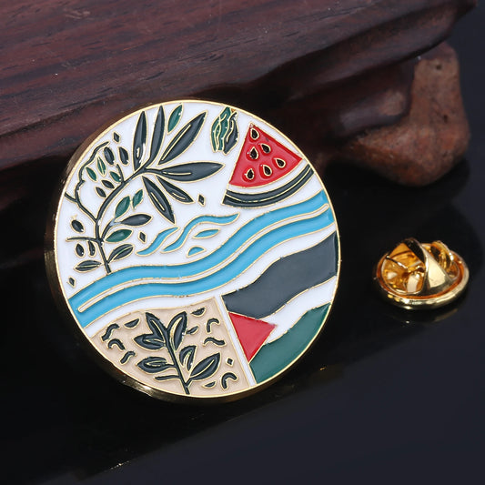 Watermelon River Leaf Flag Pin