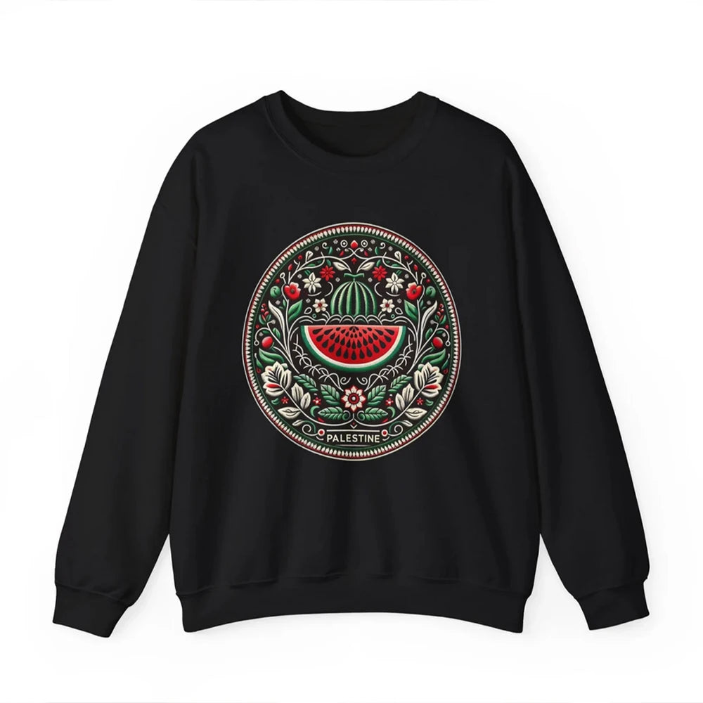 Watermelon Graphic Sweatshirt – Aesthetic Fruit & Human Rights Protest Tee, Unisex Long Sleeves