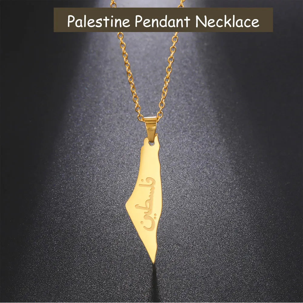 Palestine Map Pendant Necklace